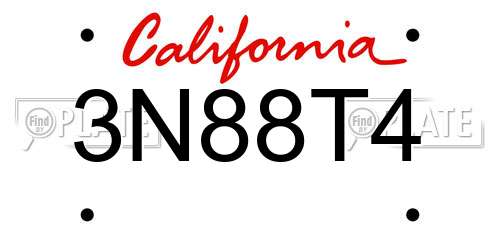 3N88T4 California License Plate