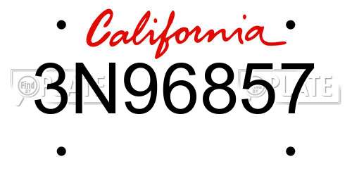 3N96857 California License Plate