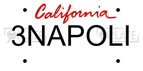 3NAPOLI California License Plate