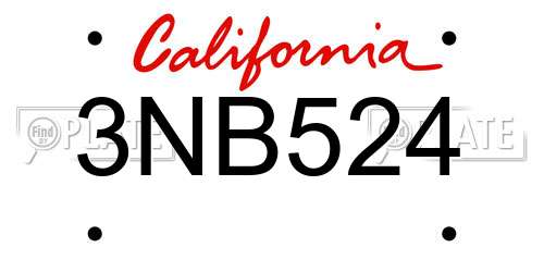 3NB524 California License Plate
