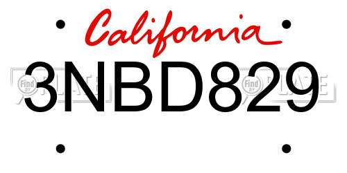 3NBD829 California License Plate