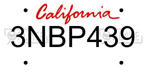 3NBP439 California License Plate