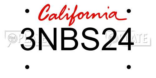 3NBS24 California License Plate