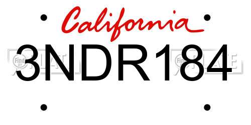 3NDR184 California License Plate
