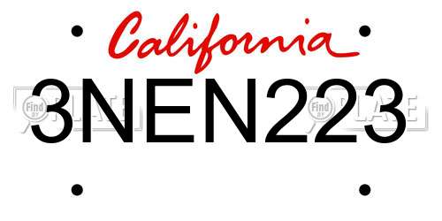 3NEN223 California License Plate