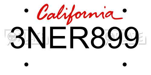 3NER899 California License Plate