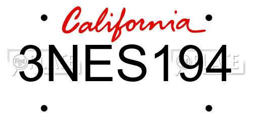3NES194 California License Plate