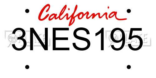 3NES195 California License Plate