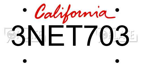 3NET703 California License Plate