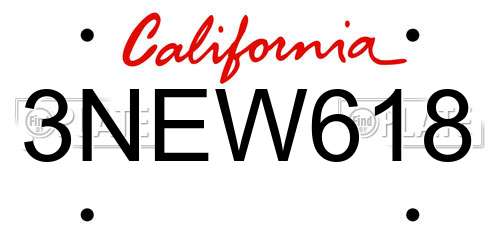 3NEW618 California License Plate
