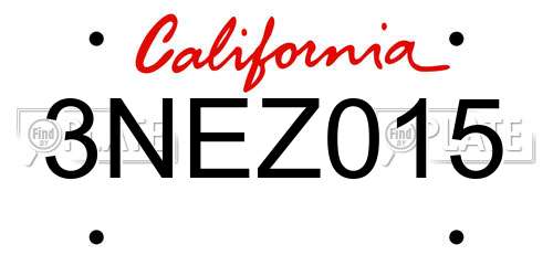 3NEZ015 California License Plate