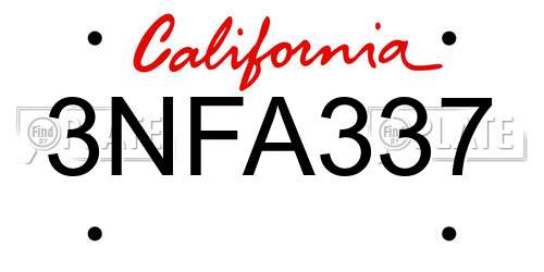 3NFA337 California License Plate