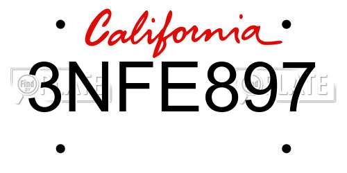 3NFE897 California License Plate