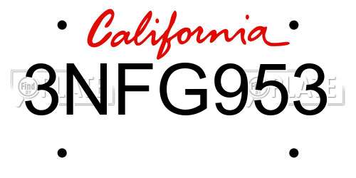3NFG953 California License Plate