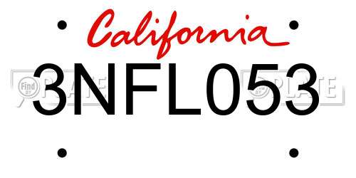 3NFL053 California License Plate
