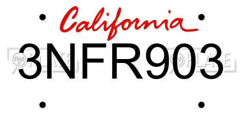 3NFR903 California License Plate
