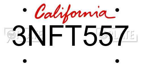 3NFT557 California License Plate