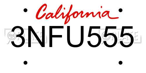 3NFU555 California License Plate