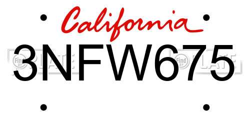 3NFW675 California License Plate