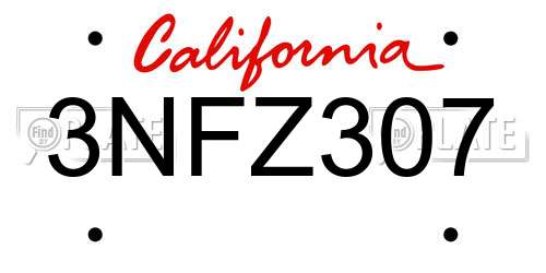 3NFZ307 California License Plate
