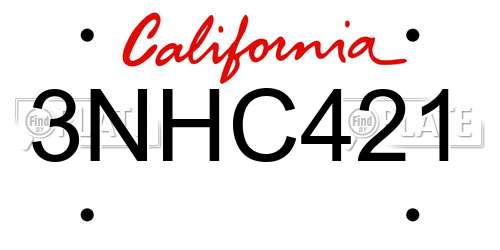 3NHC421 California License Plate