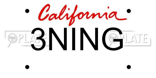 3NING California License Plate
