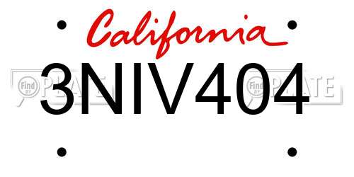 3NIV404 California License Plate
