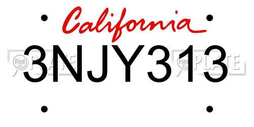 3NJY313 California License Plate
