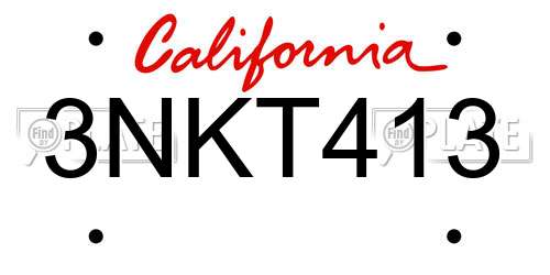 3NKT413 California License Plate