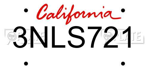 3NLS721 California License Plate