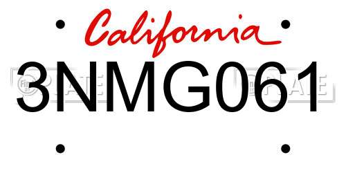 3NMG061 California License Plate