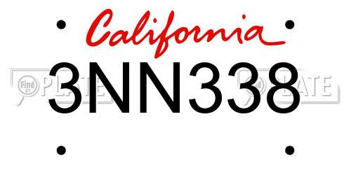 3NN338 California License Plate