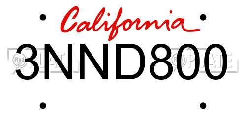 3NND800 California License Plate