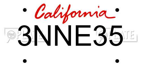3NNE35 California License Plate