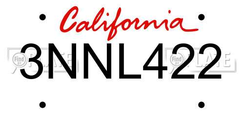 3NNL422 California License Plate