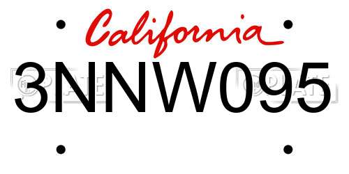 3NNW095 California License Plate