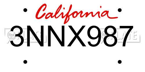 3NNX987 California License Plate