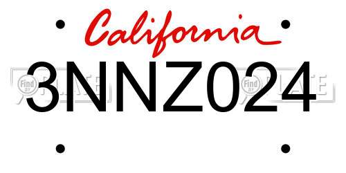 3NNZ024 California License Plate