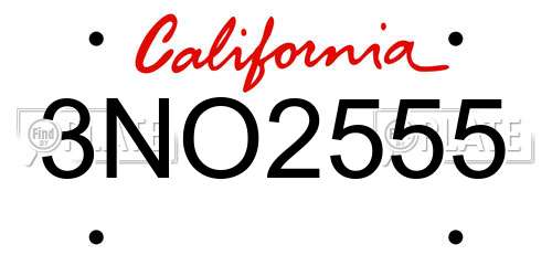 3NO2555 California License Plate
