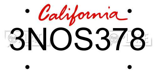 3NOS378 California License Plate
