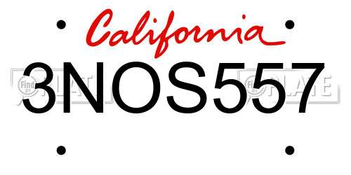 3NOS557 California License Plate