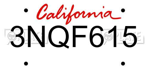 3NQF615 California License Plate