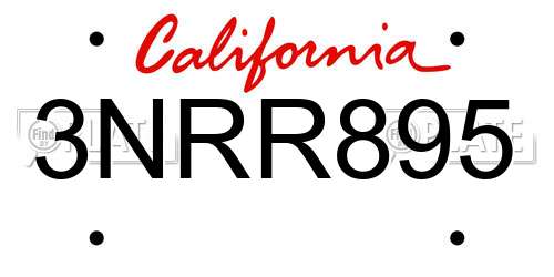3NRR895 California License Plate