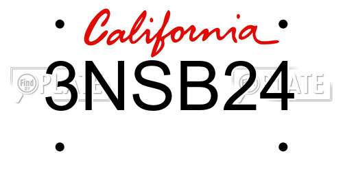 3NSB24 California License Plate
