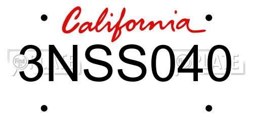 3NSS040 California License Plate