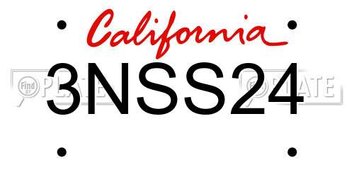 3NSS24 California License Plate