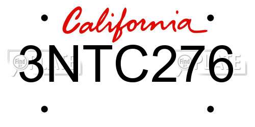 3NTC276 California License Plate