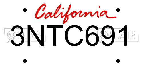 3NTC691 California License Plate