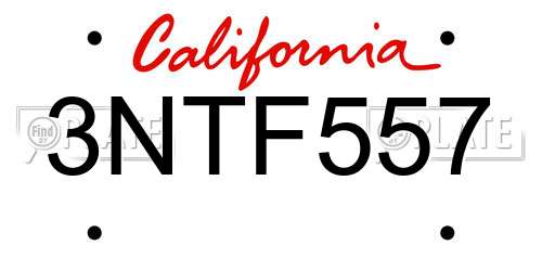 3NTF557 California License Plate