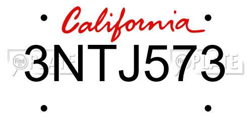 3NTJ573 California License Plate
